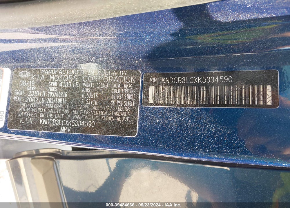 2019 KIA NIRO LX VIN: KNDCB3LCXK5334590