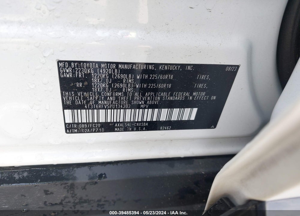 2023 TOYOTA RAV4 SE HYBRID VIN: 4T3T6RFV5PU134303