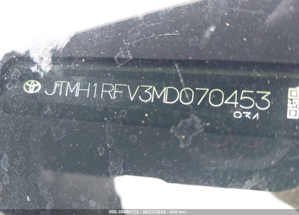 2021 TOYOTA RAV4 VIN: JTMH1RFV3MD070453