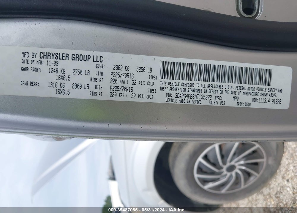 2010 DODGE JOURNEY SE VIN: 3D4PG4FB6AT135372