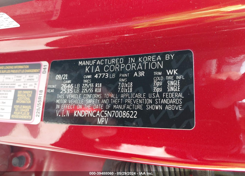 2022 KIA SPORTAGE EX VIN: KNDPNCAC5N7008622