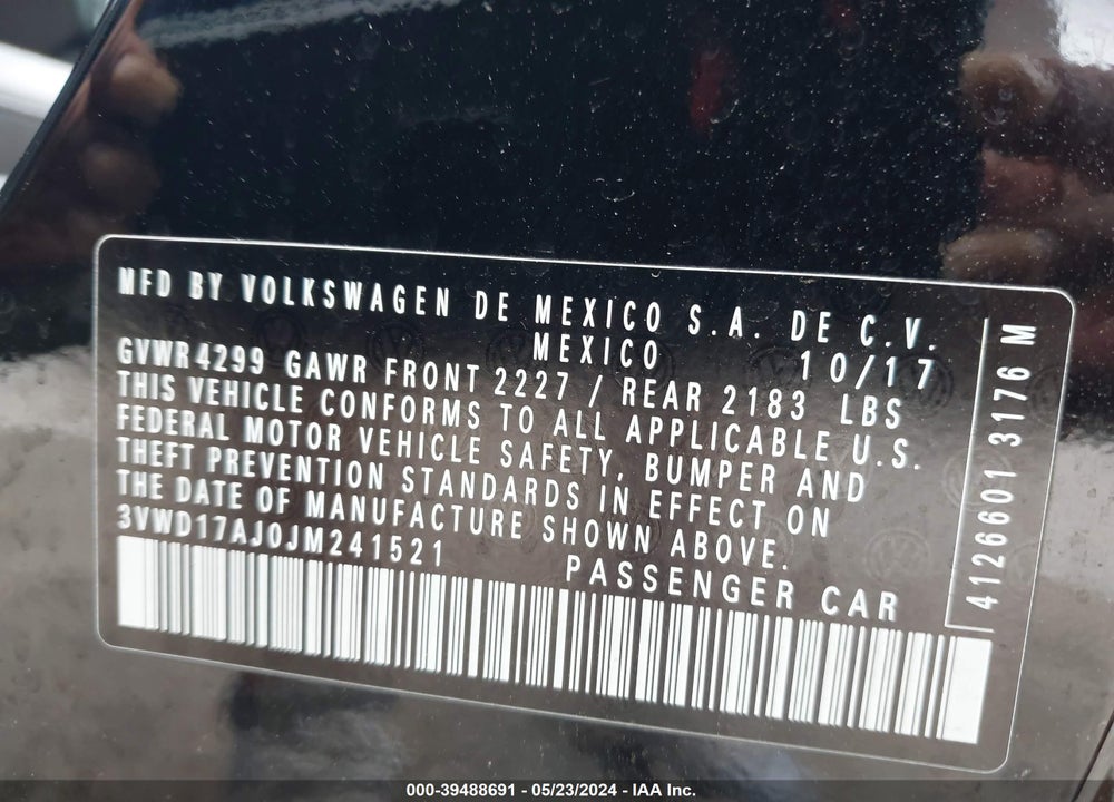 2018 VOLKSWAGEN JETTA 1.8T SE SPORT VIN: 3VWD17AJ0JM241521