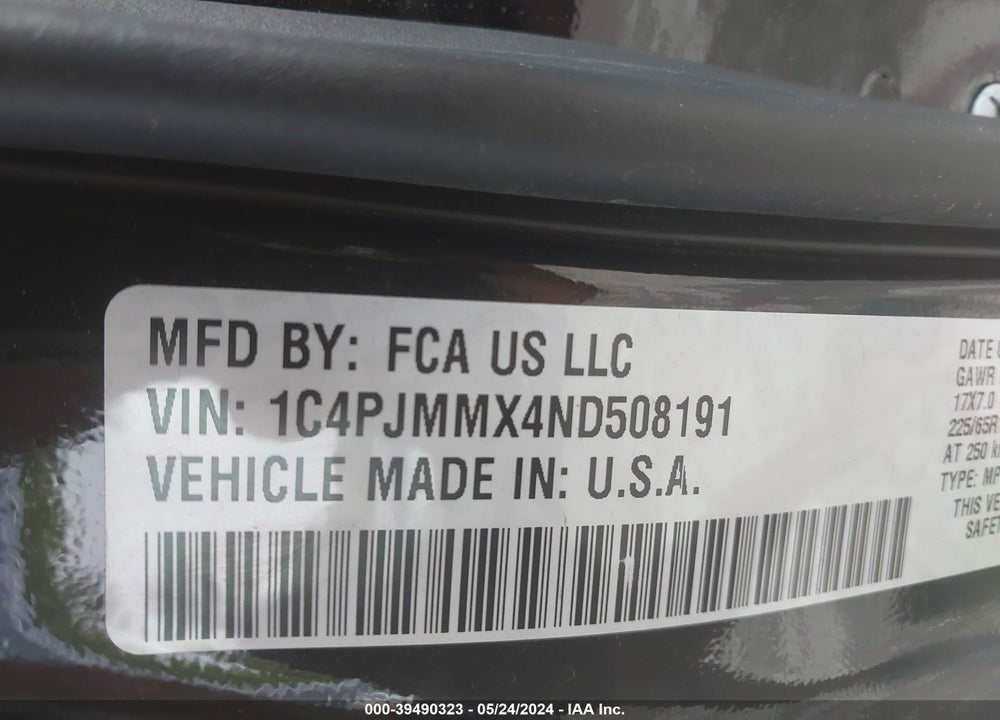 2022 JEEP CHEROKEE LATITUDE LUX 4X4 VIN: 1C4PJMMX4ND508191