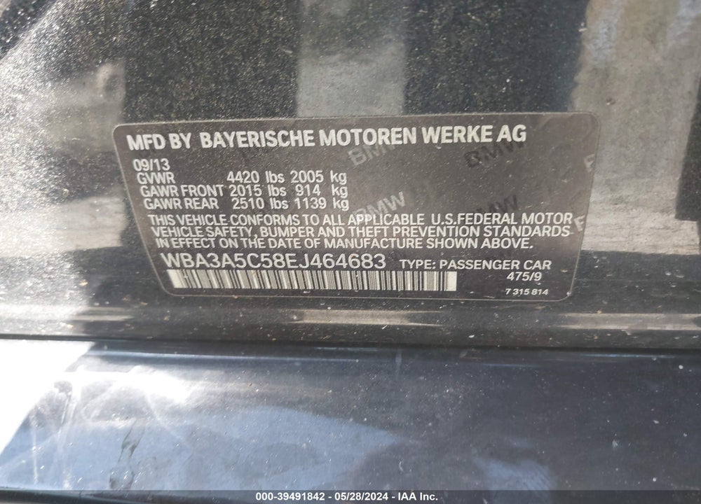 2014 BMW 328I VIN: WBA3A5C58EJ464683