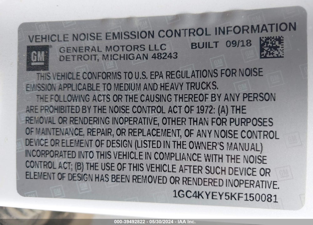 2019 CHEVROLET SILVERADO 3500HD HIGH COUNTRY VIN: 1GC4KYEY5KF150081