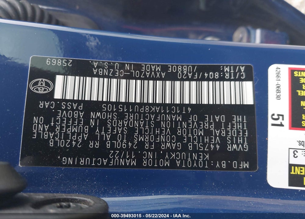 2023 TOYOTA CAMRY LE VIN: 4T1C11AK8PU115105