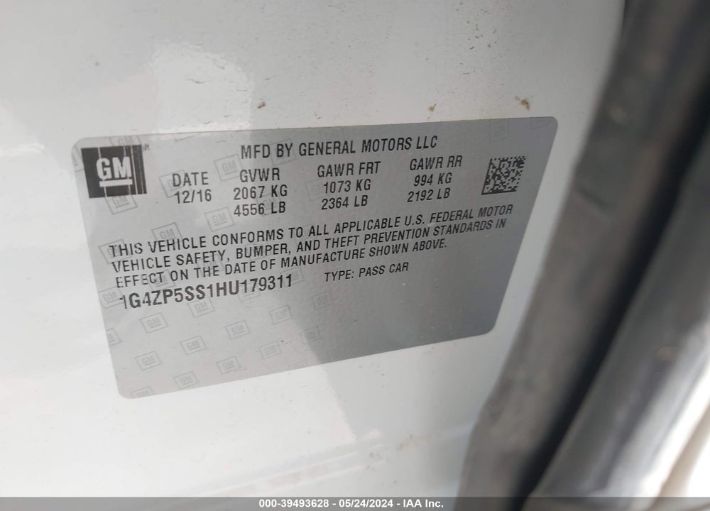 2017 BUICK LACROSSE ESSENCE VIN: 1G4ZP5SS1HU179311