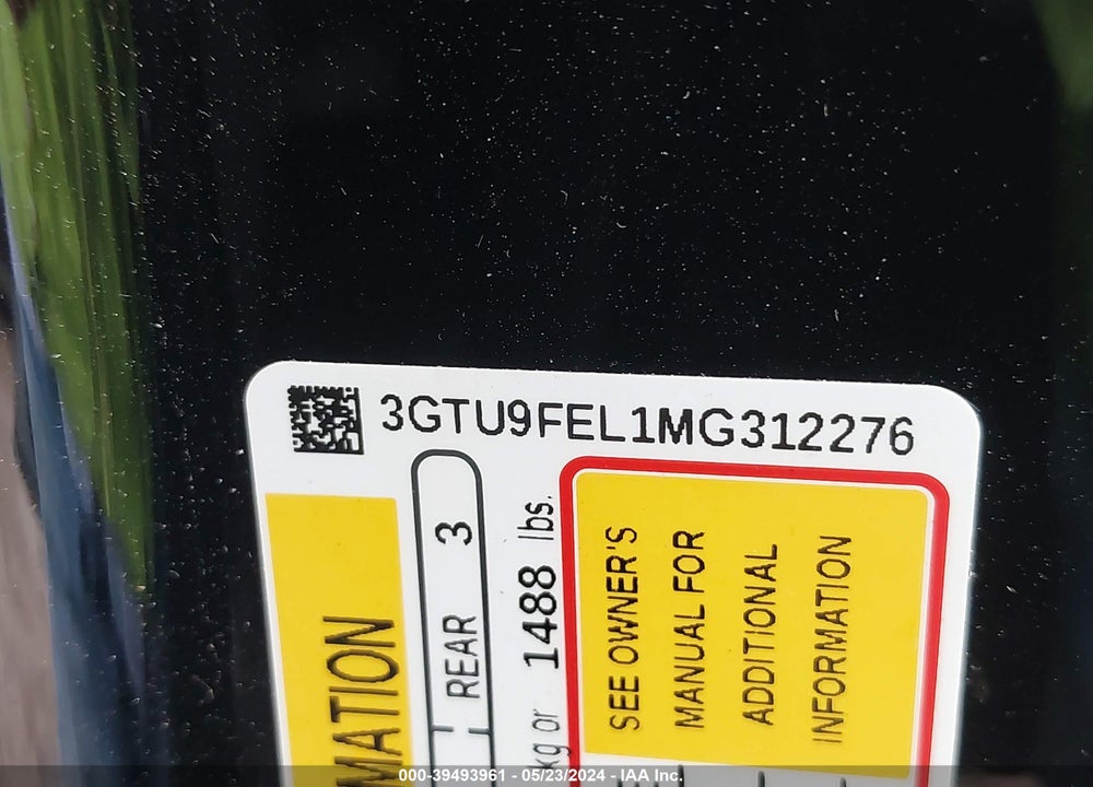 2021 GMC SIERRA 1500 4WD SHORT BOX DENALI VIN: 3GTU9FEL1MG312276