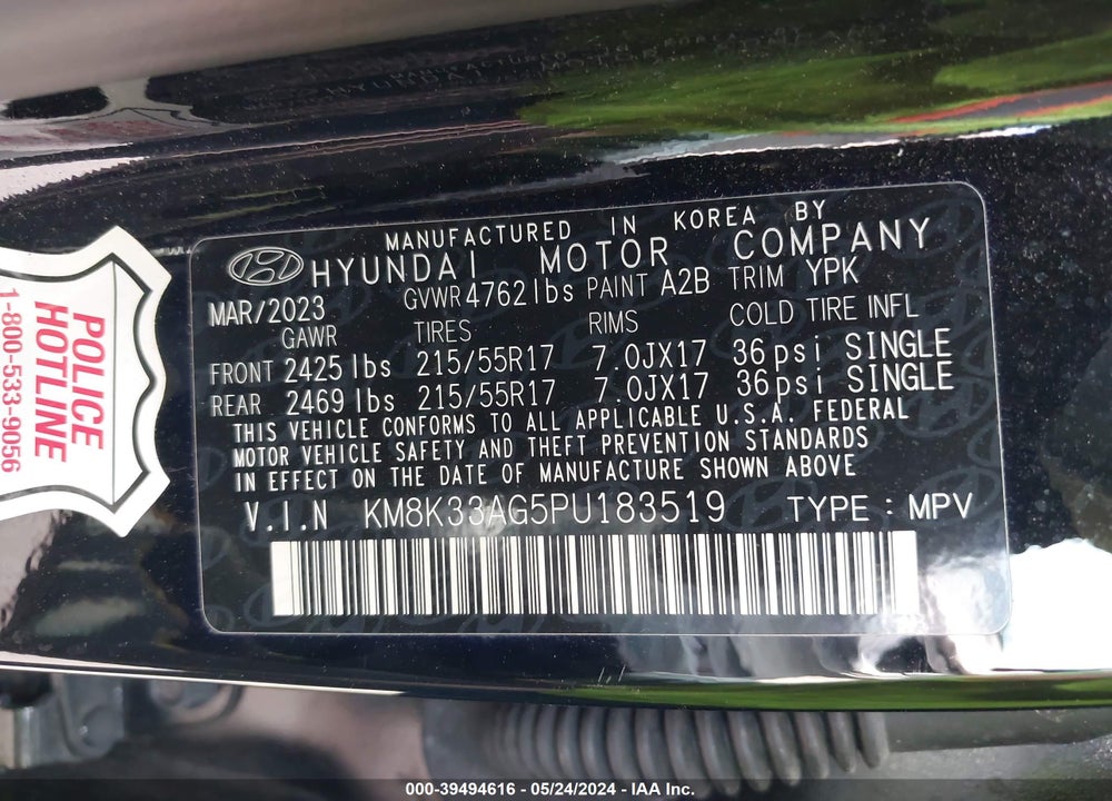2023 HYUNDAI KONA ELECTRIC SEL VIN: KM8K33AG5PU183519