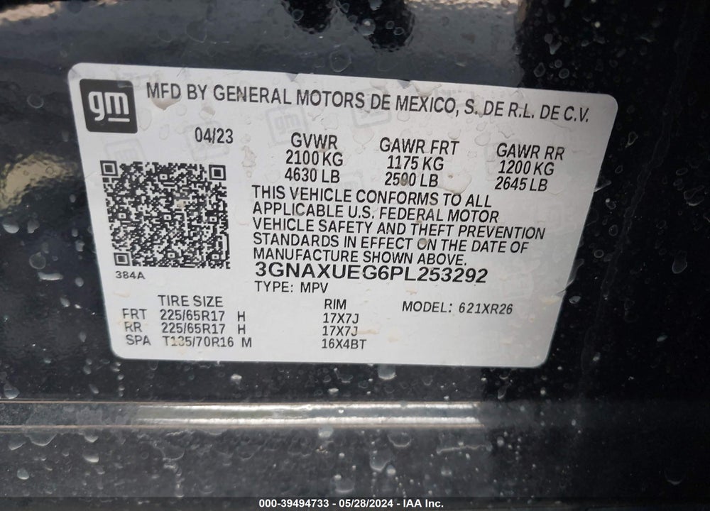 2023 CHEVROLET EQUINOX AWD LT VIN: 3GNAXUEG6PL253292