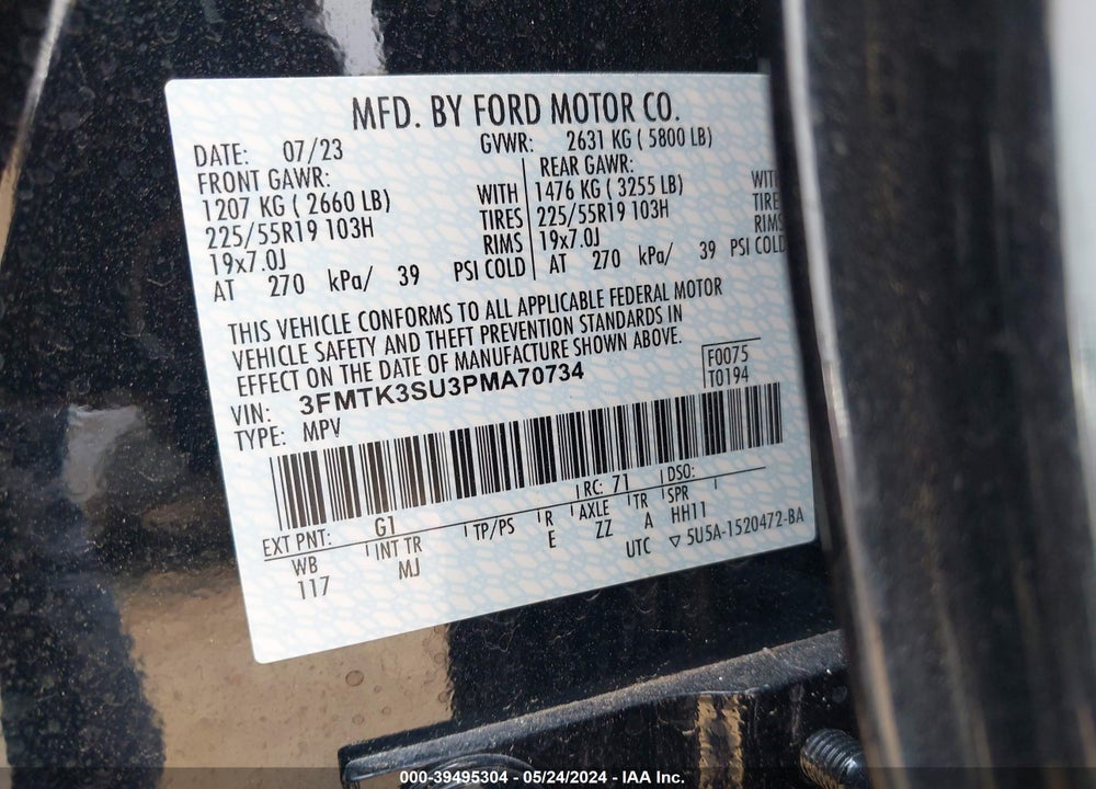 2023 FORD MUSTANG MACH-E PREMIUM VIN: 3FMTK3SU3PMA70734