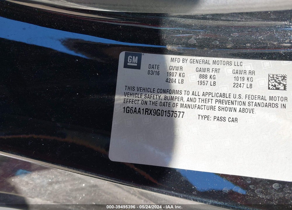 2016 CADILLAC ATS STANDARD VIN: 1G6AA1RX9G0157577