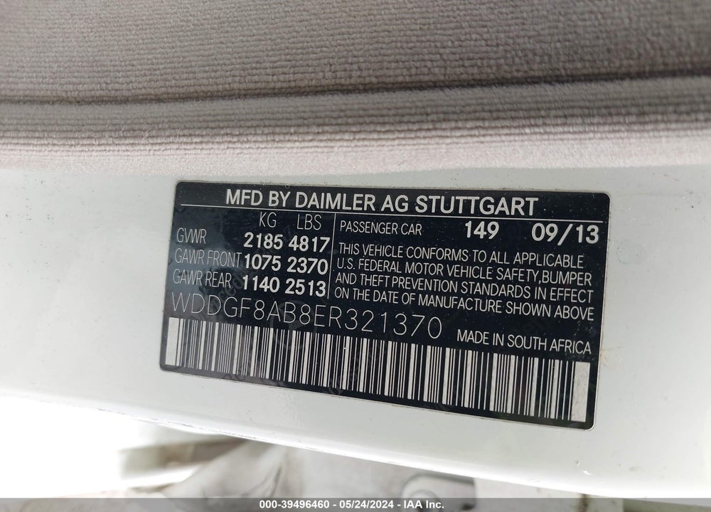 2014 MERCEDES-BENZ C 300 LUXURY 4MATIC/SPORT 4MATIC VIN: WDDGF8AB8ER321370