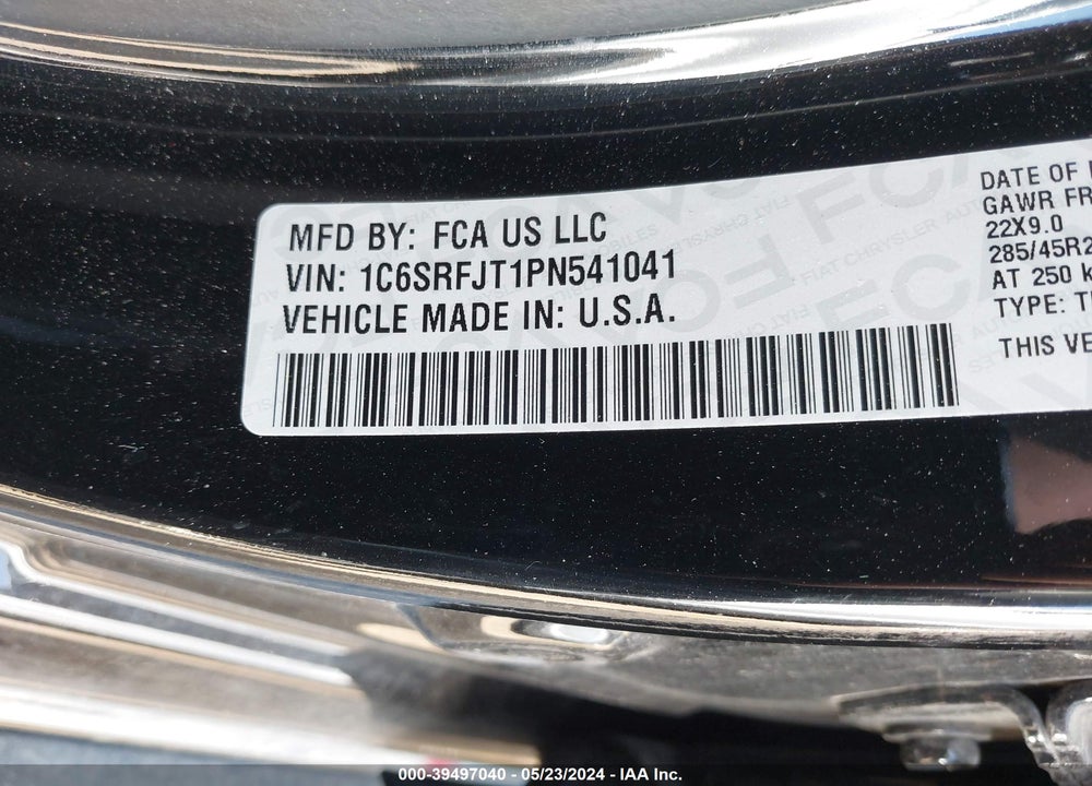 2023 RAM 1500 LAIE  4X4 5'7 BOX VIN: 1C6SRFJT1PN541041