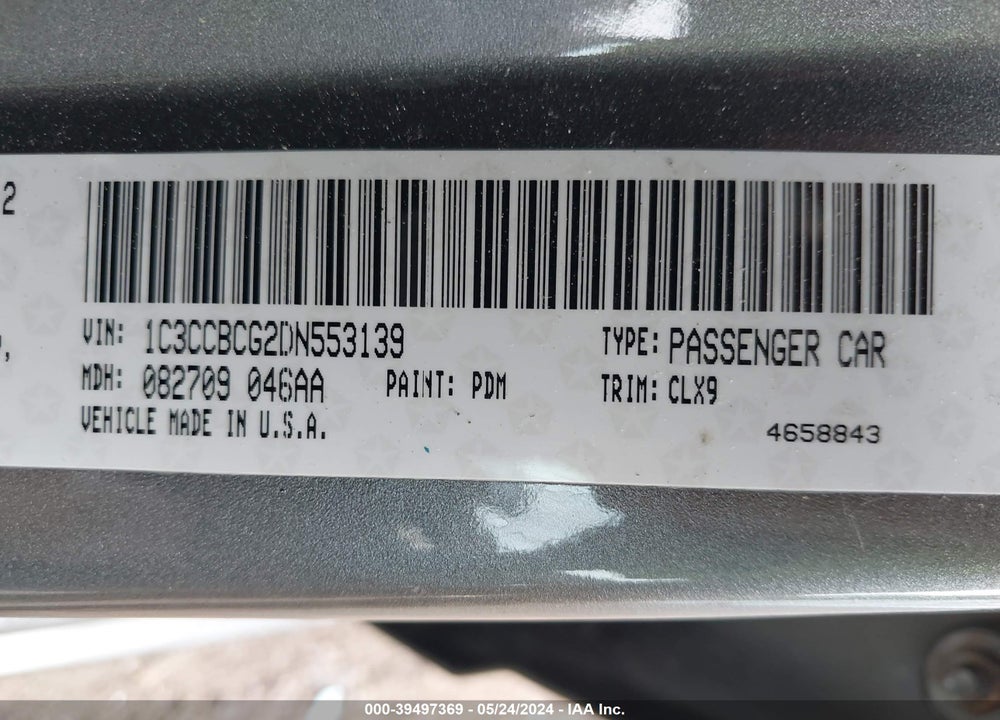 2013 CHRYSLER 200 LIMITED VIN: 1C3CCBCG2DN553139
