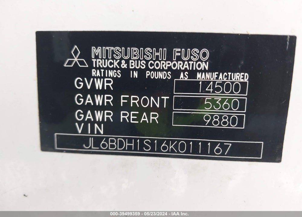 2006 MITSUBISHI FUSO TRUCK FE VIN: JL6BDH1S16K011167