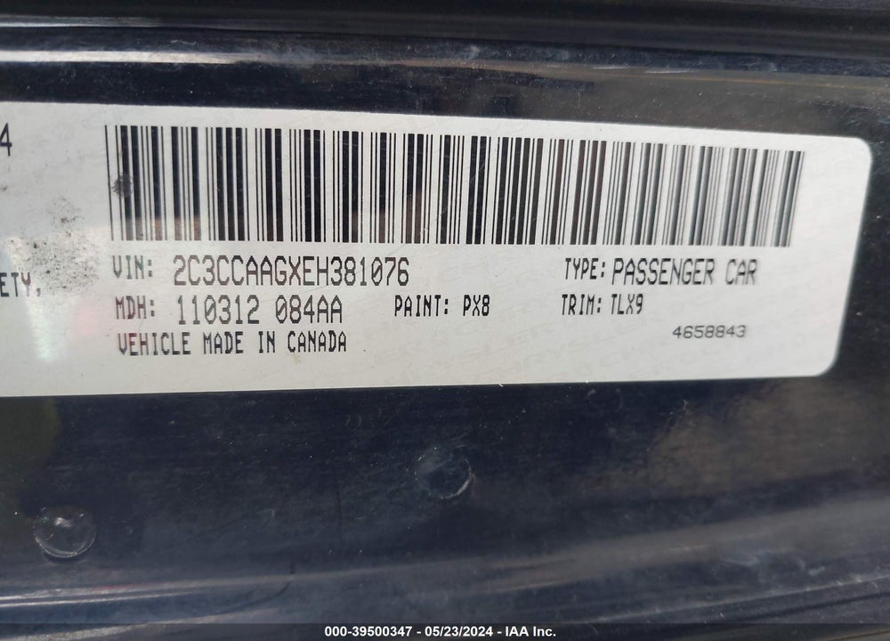 2014 CHRYSLER 300 VIN: 2C3CCAAGXEH381076