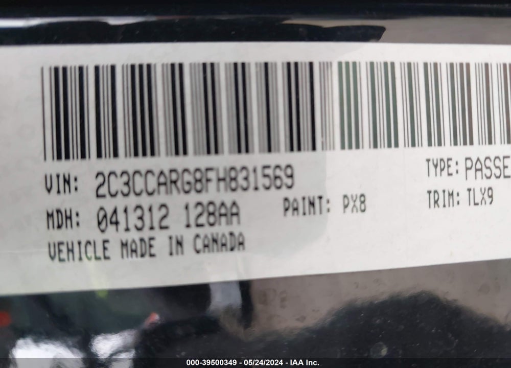 2015 CHRYSLER 300 LIMITED VIN: 2C3CCARG8FH831569