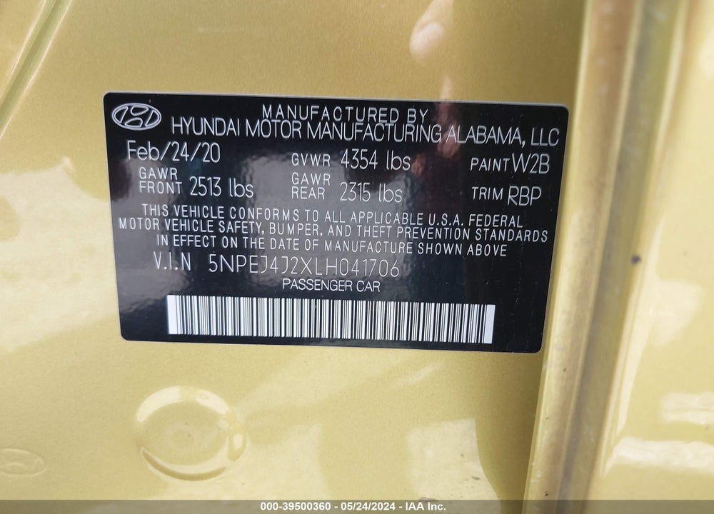 2020 HYUNDAI SONATA SEL PLUS VIN: 5NPEJ4J2XLH041706