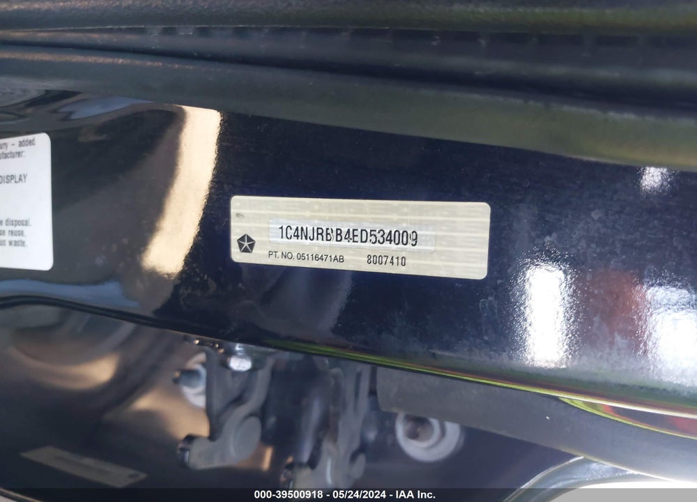 2014 JEEP PATRIOT SPORT VIN: 1C4NJRBB4ED534009
