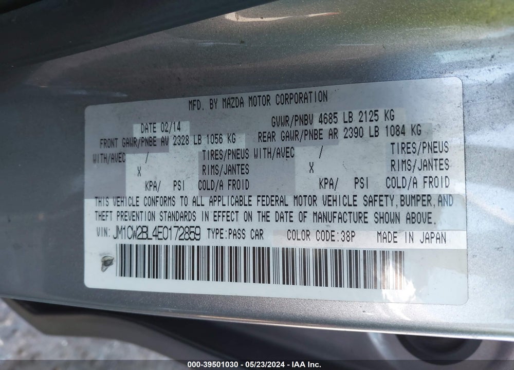 2014 MAZDA 5 SPORT VIN: JM1CW2BL4E0172859
