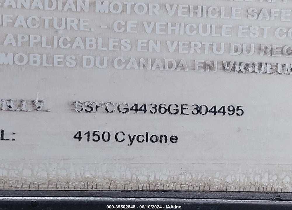 2016 CYCLONE OTHER VIN: 5SFCG4436GE304495
