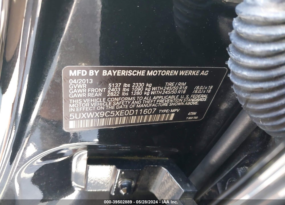 2014 BMW X3 XDRIVE28I VIN: 5UXWX9C5XE0D11607