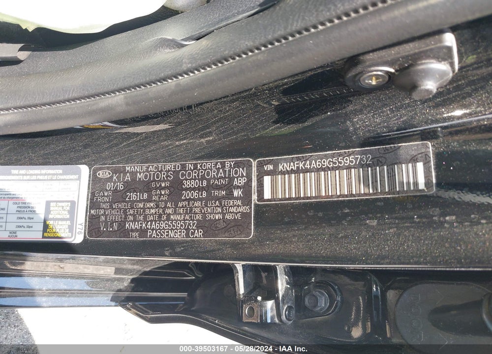 2016 KIA FORTE LX VIN: KNAFK4A69G5595732
