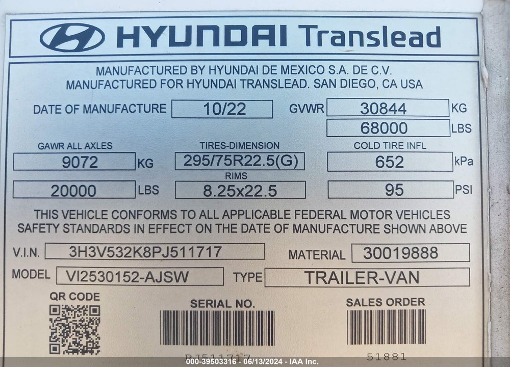 2023 HYUNDAI TRANSLEAD INC --- VIN: 3H3V532K8PJ511717