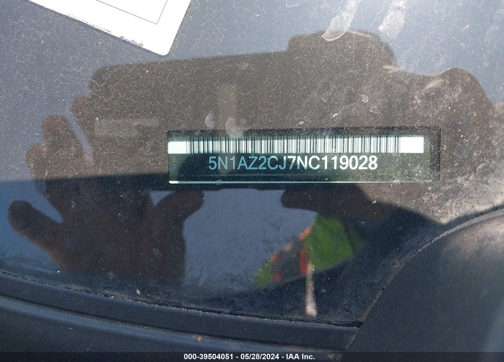 2022 NISSAN MURANO SL FWD VIN: 5N1AZ2CJ7NC119028