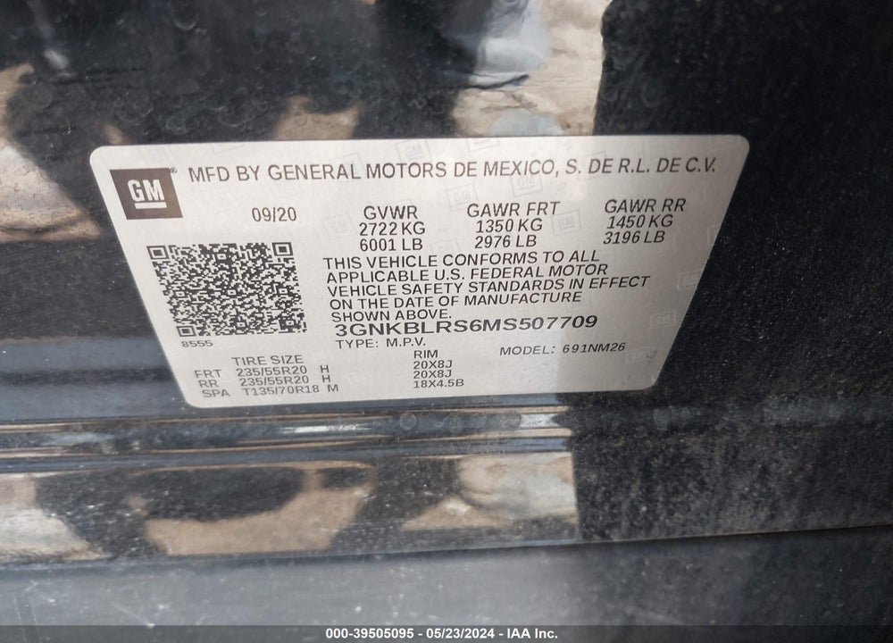 2021 CHEVROLET BLAZER AWD PREMIER VIN: 3GNKBLRS6MS507709