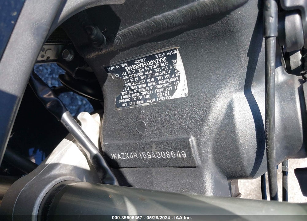 2009 KAWASAKI ZX600 R VIN: JKAZX4R159A008649