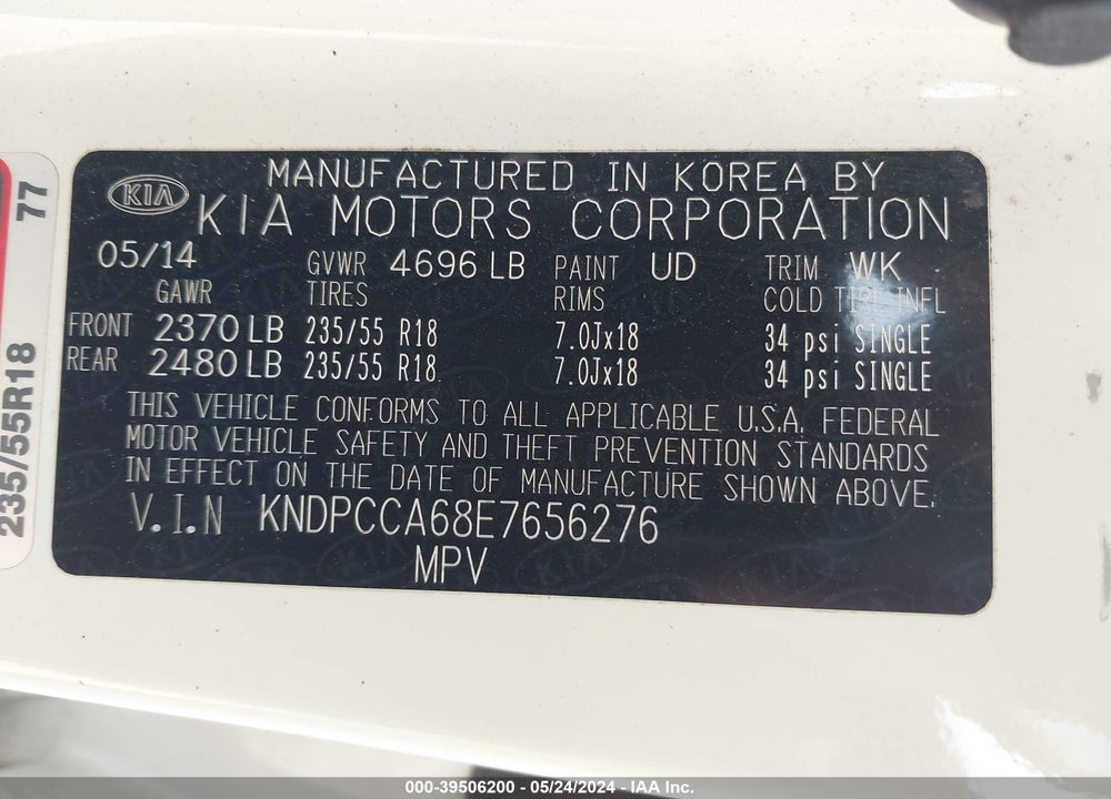 2014 KIA SPORTAGE SX VIN: KNDPCCA68E7656276