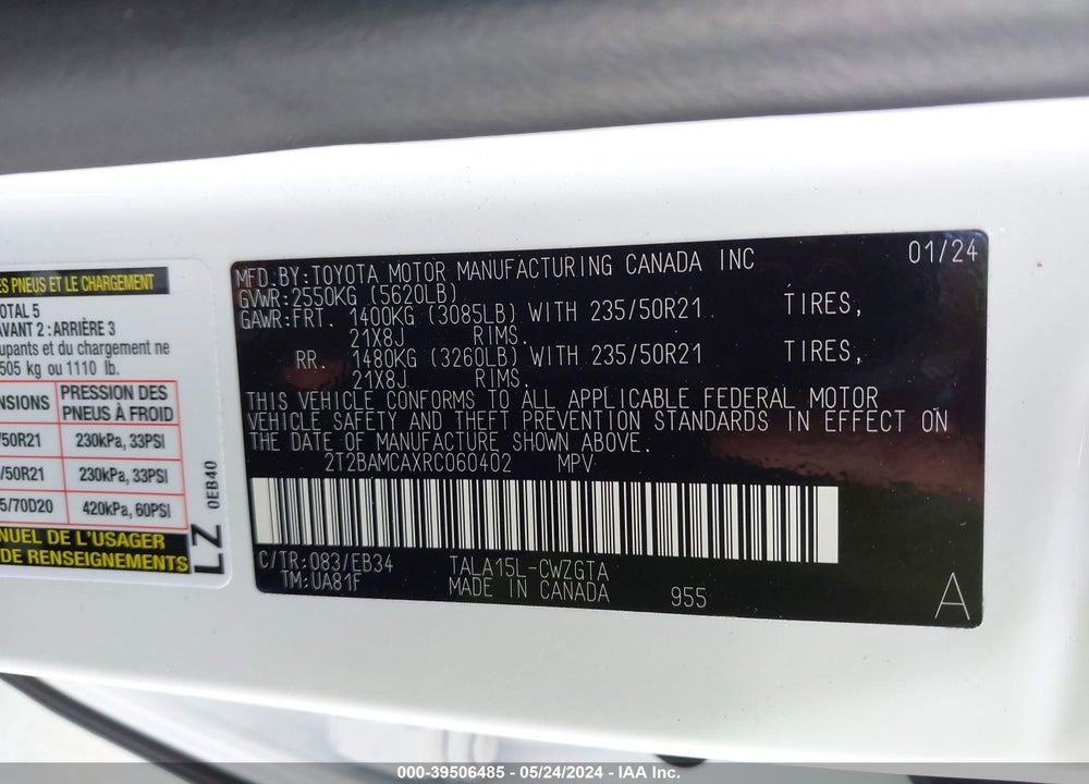 2024 LEXUS RX 350 F SPORT HANDLING VIN: 2T2BAMCAXRC060402