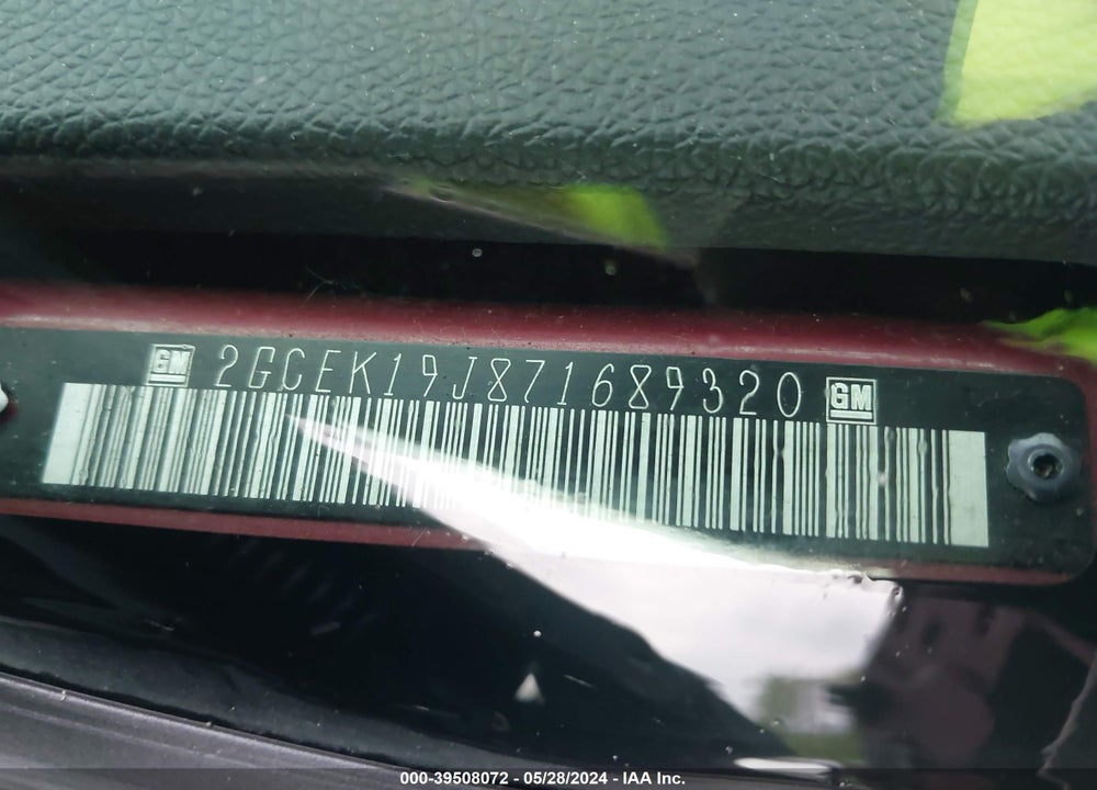 2007 CHEVROLET SILVERADO 1500 LT2 VIN: 2GCEK19J871689320