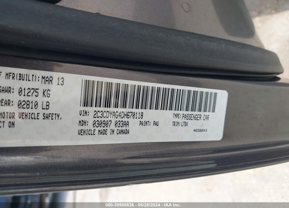 2013 DODGE CHALLENGER SXT VIN: 2C3CDYAG4DH670118