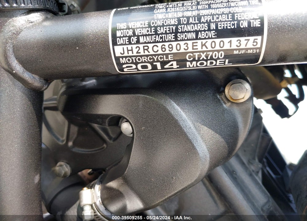 2014 HONDA CTX700 VIN: JH2RC6903EK001375