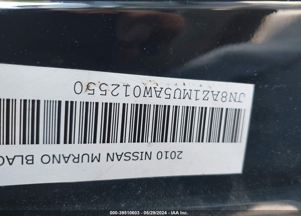 2010 NISSAN MURANO SL VIN: JN8AZ1MU5AW012550