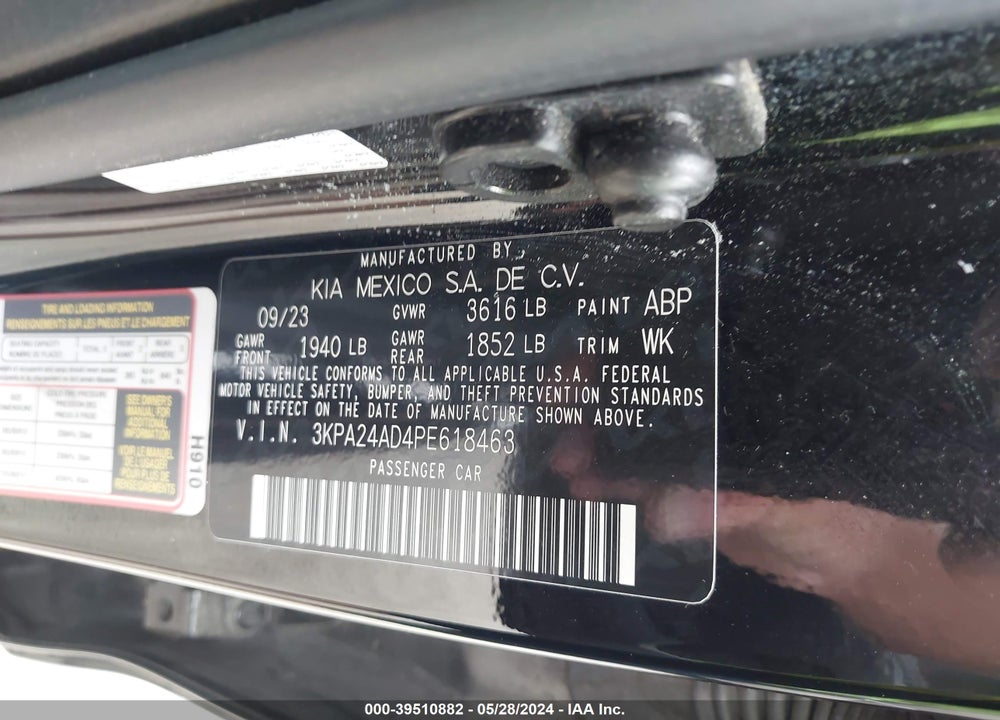 2023 KIA RIO LX VIN: 3KPA24AD4PE618463
