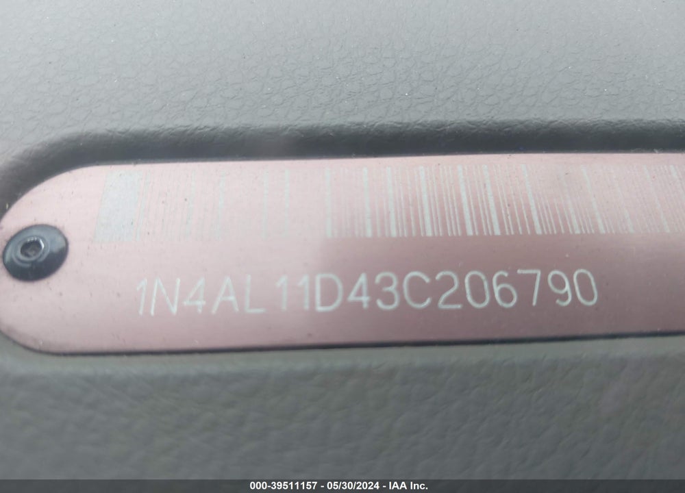 2003 NISSAN ALTIMA 2.5 S VIN: 1N4AL11D43C206790