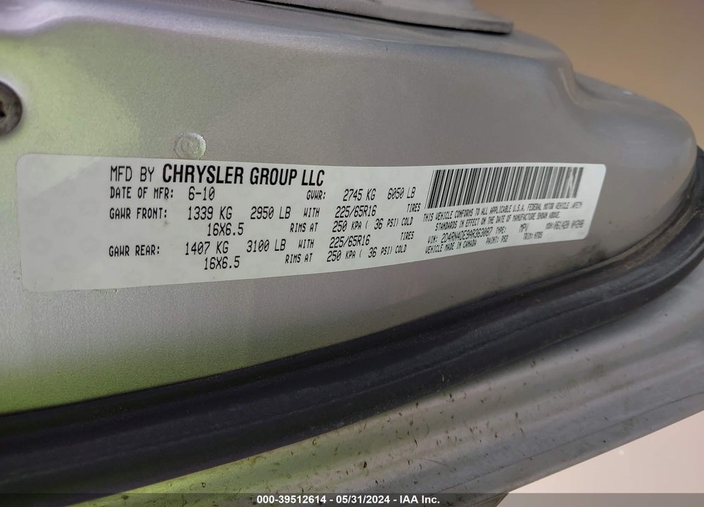 2010 DODGE GRAND CARAVAN SE VIN: 2D4RN4DE9AR363087