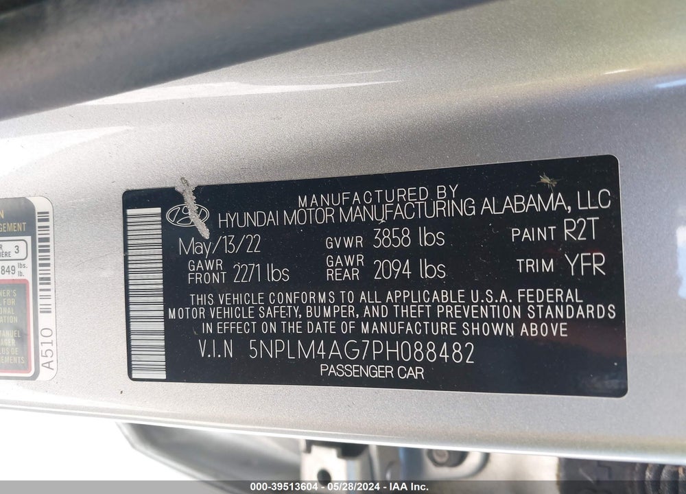 2023 HYUNDAI ELANTRA SEL VIN: 5NPLM4AG7PH088482