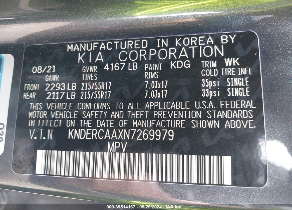2022 KIA SELTOS EX VIN: KNDERCAAXN7269979
