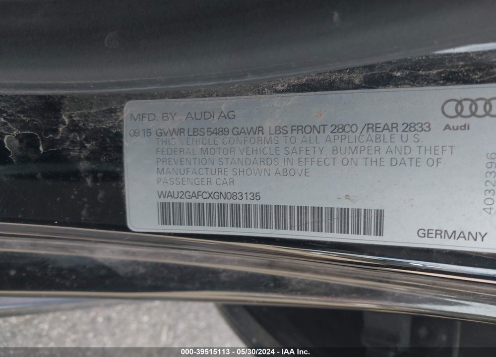 2016 AUDI A7 3.0T PREMIUM PLUS VIN: WAU2GAFCXGN083135