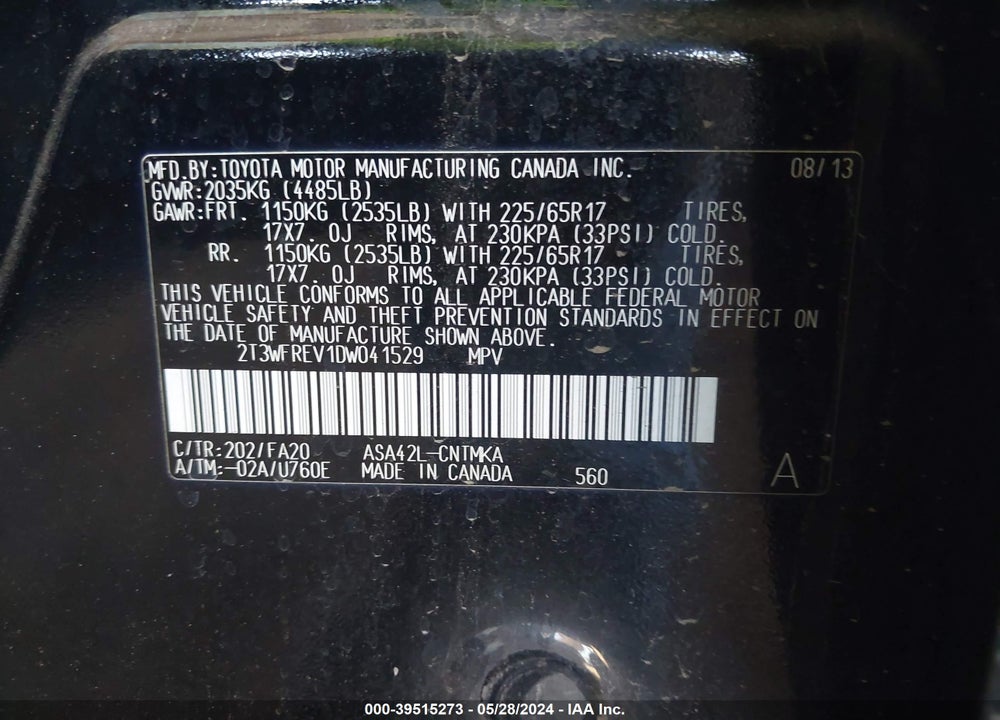 2013 TOYOTA RAV4 XLE VIN: 2T3WFREV1DW041529