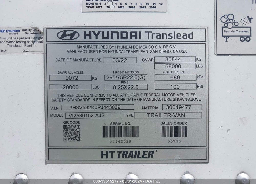 2023 HYUNDAI TRANSLEAD INC --- VIN: 3H3V532K0PJ443039