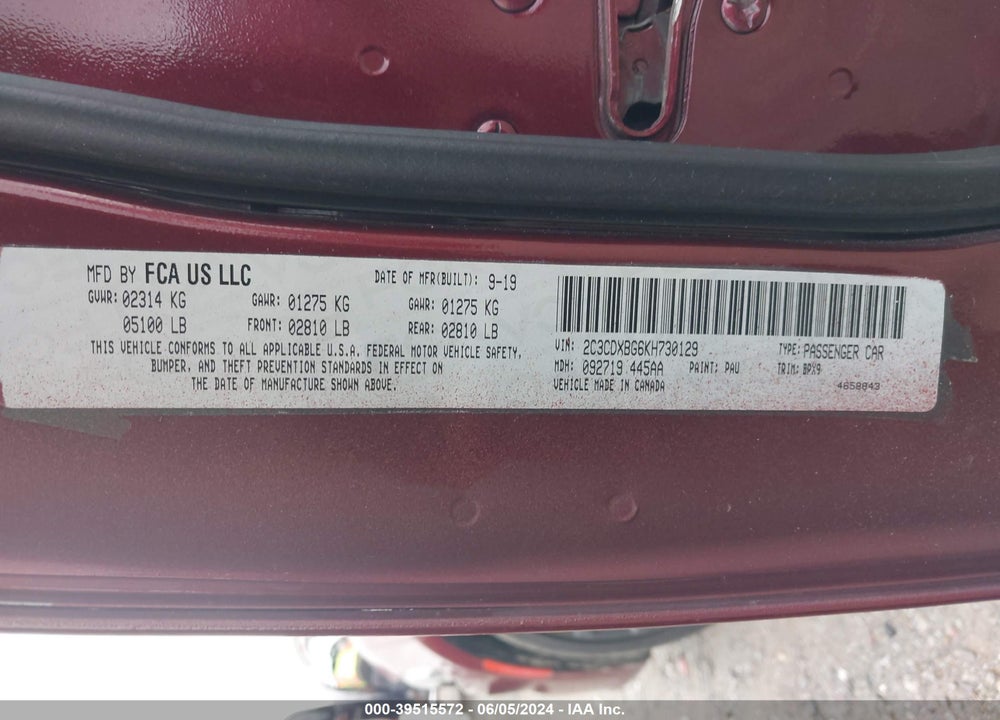 2020 DODGE CHARGER SXT RWD VIN: 2C3CDXBG0LH199799