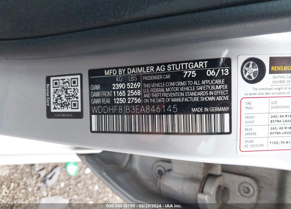 2014 MERCEDES-BENZ E 350 4MATIC VIN: WDDHF8JB3EA846145
