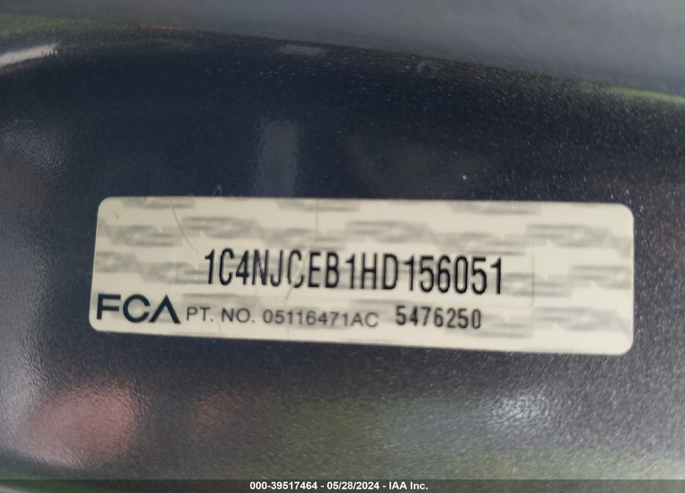 2017 JEEP COMPASS HIGH ALTITUDE FWD VIN: 1C4NJCEB1HD156051