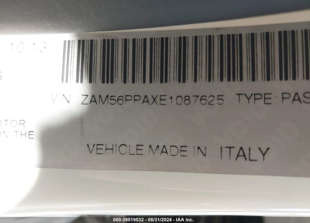 2014 MASERATI QUATTROPORTE GTS VIN: ZAM56PPAXE1087625